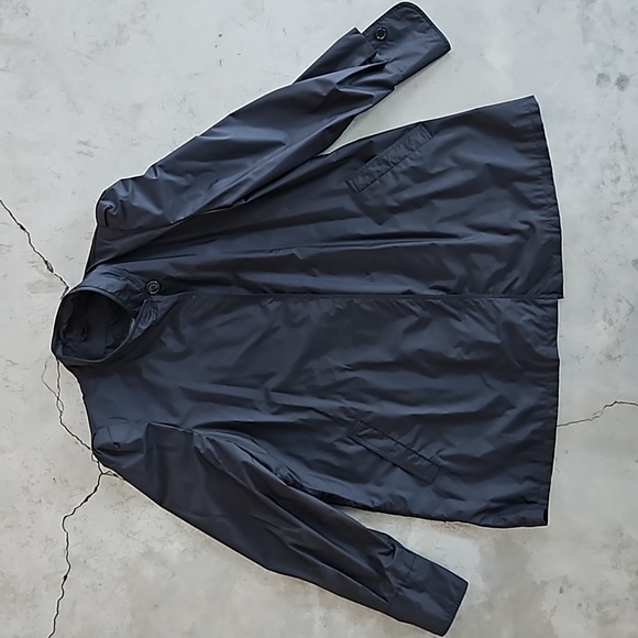 Black nylon jacket vintage open front puffy shoulders 18 XXL / XXXL. FLEETSTREET - Picture 1 of 11